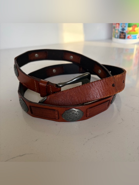 Cole Haan Other - Vintage Cole Haan Brown Genuine Leather Belt Men's Sz 34 Brass Buckle Made Italy